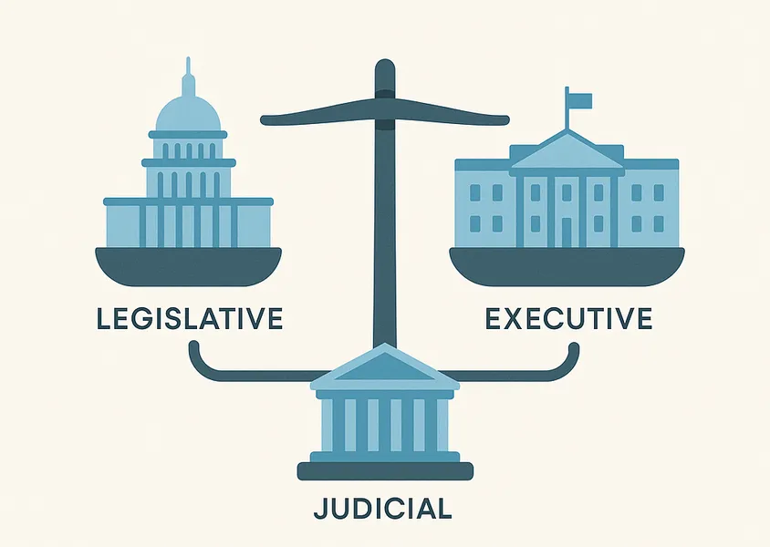How checks and balances work in government legislative executive judicial separation
